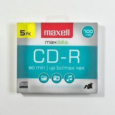Maxell CD-R  5 Pack Blank Audio Music Data Recordable 80min 700MB Disc Slim Case picture