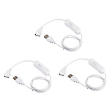 3pcs USB Cable with ON Off Switch USB Male to Female Extension Cord 1M White picture