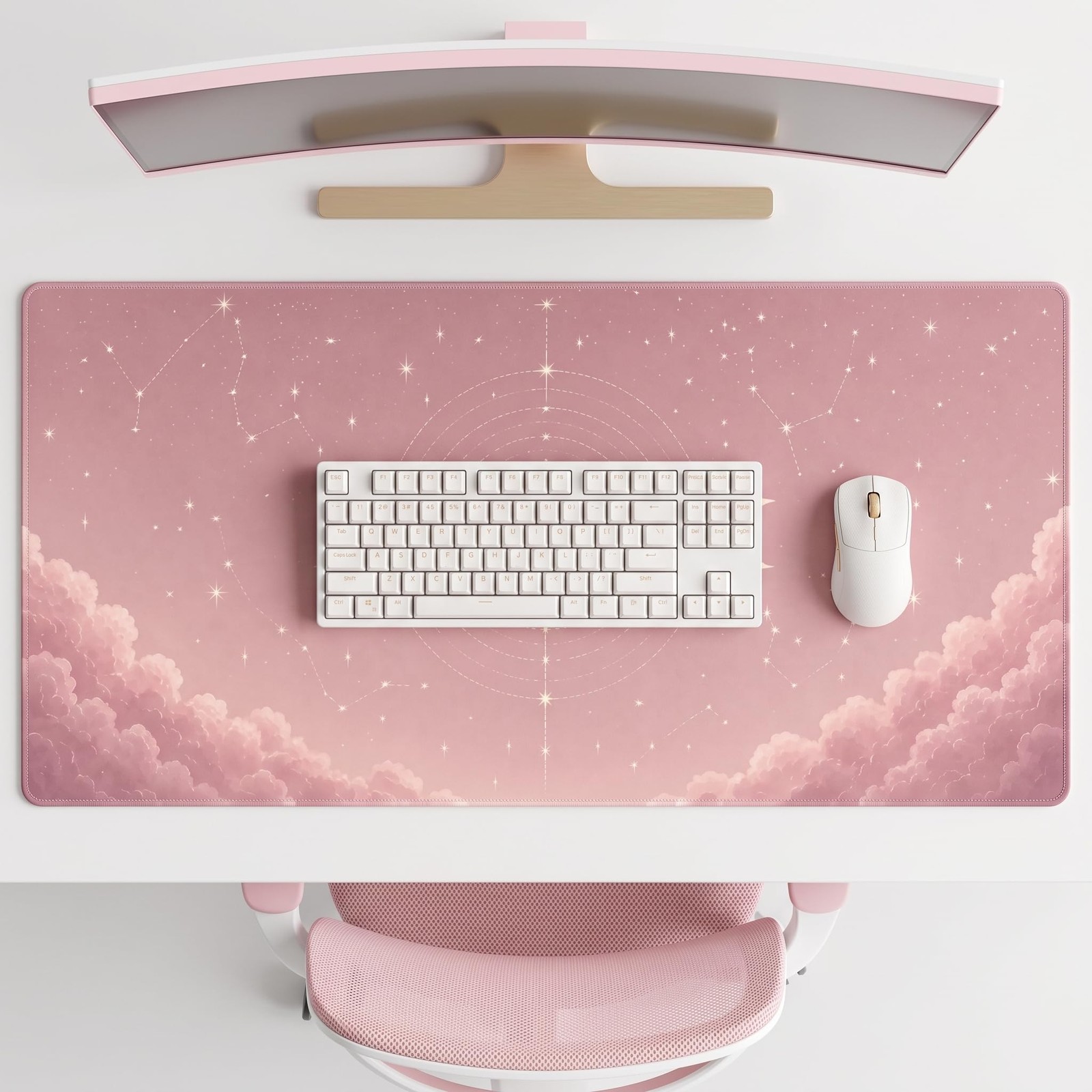 Large Desk Mat 31.5x15.7 Inch Pink Moon Phase Mouse Pad Aesthetic Astrology