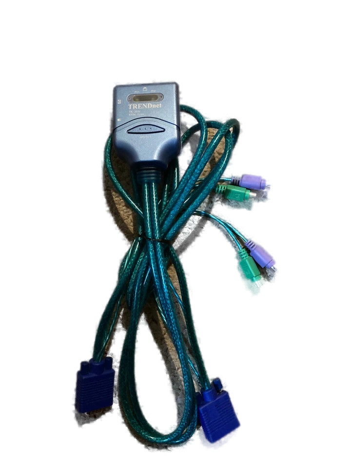 TRENDnet TK-205i 2-Port PS/2 KVM Switch – Built-In Cables, Toggle Switch