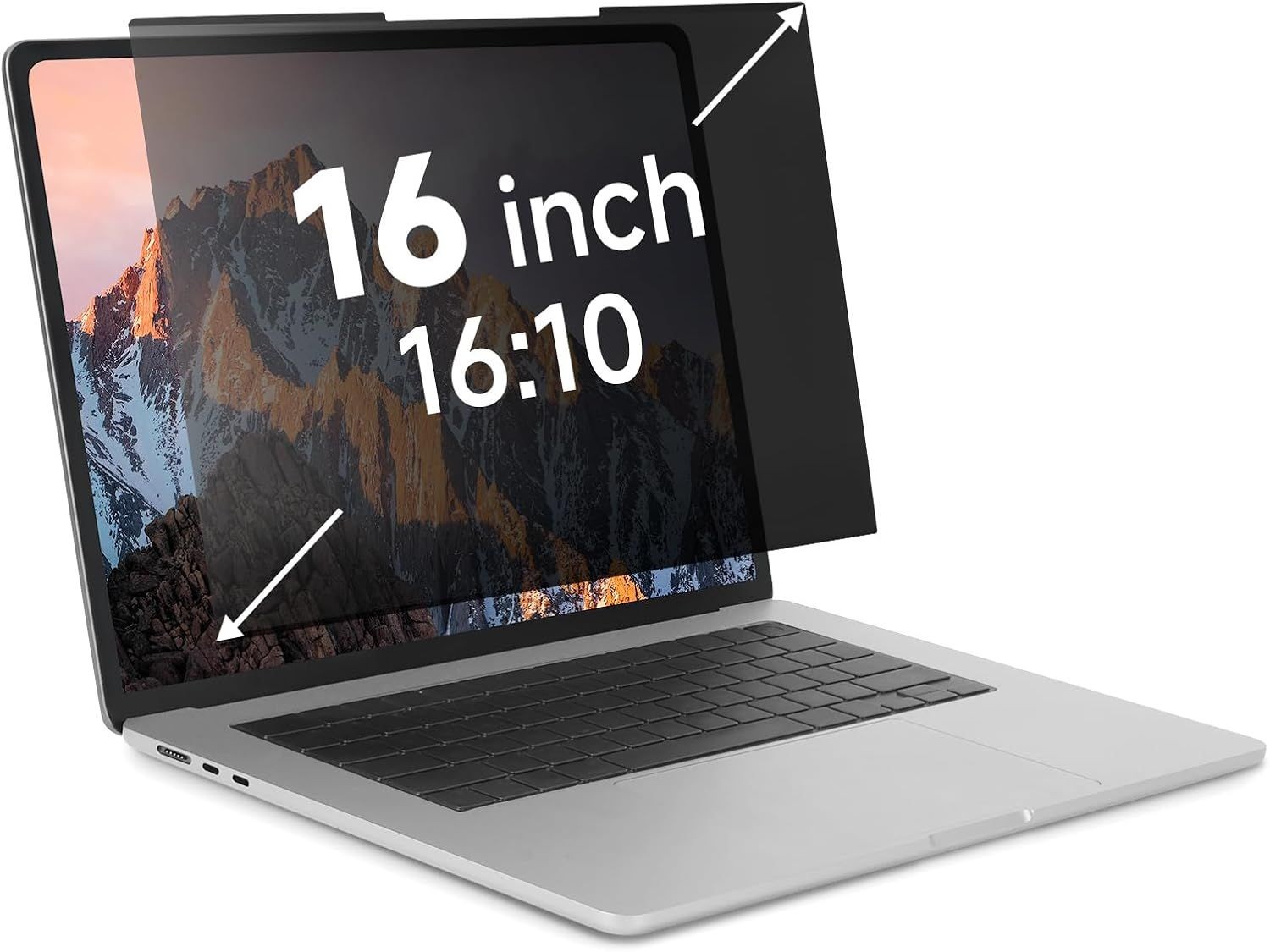 Nano-Suction Laptop Privacy Screen 16 Inch 16:10, Removable Anti Glare Shield