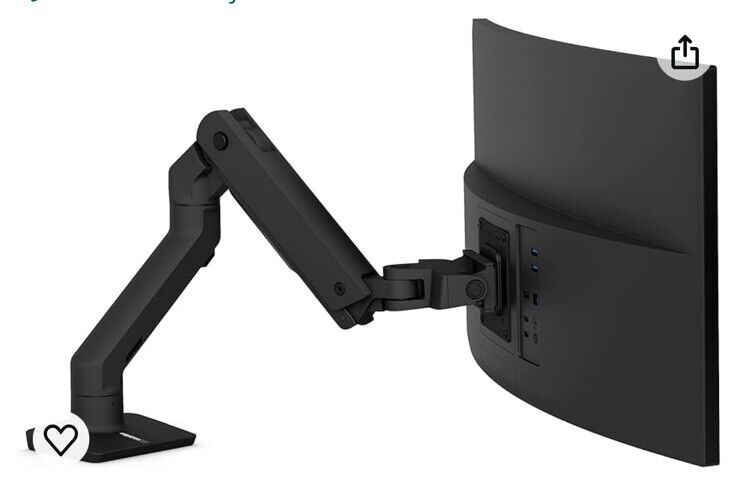 Ergotron HX Desk Monitor Arm Heavy Monitor Mount - Matte Black