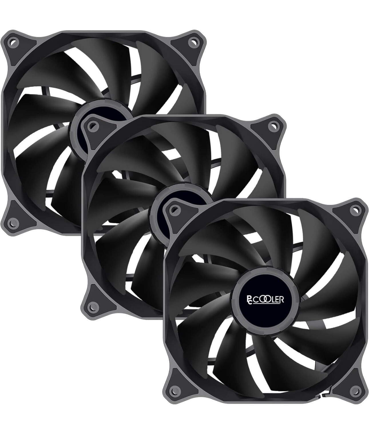 PCCOOLER 120mm Case Fan 3 Pack Dark Night Series, DN-120 High Performance 