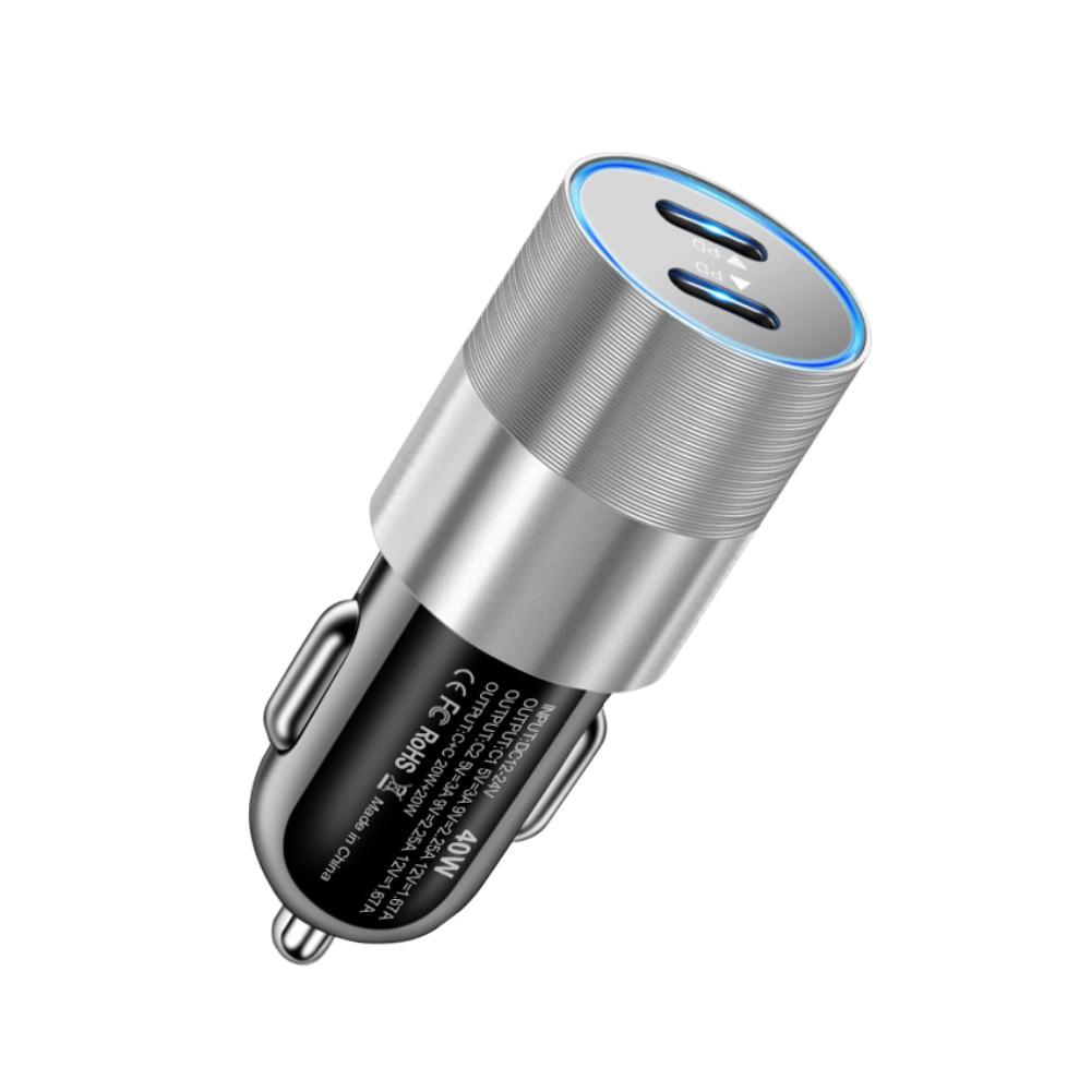 For iPhone 14 13 12 11 Pro Max 8 7 Dual PD Car Charger 40W Fast Charging Adapter