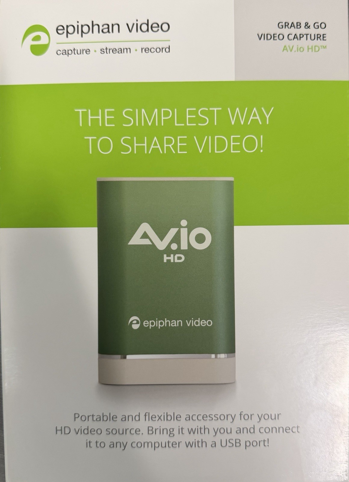 Epiphan Video AV.io HD - Grab and Go USB Video Capture New In Box