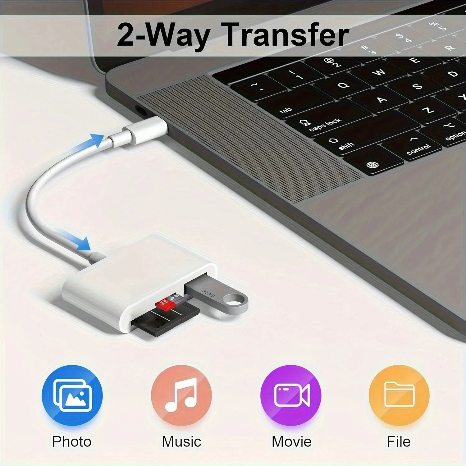 USB C to SD Card Reader, 3-in-1 Hub Converter, Micro SD TF Memory Type-C Adapter