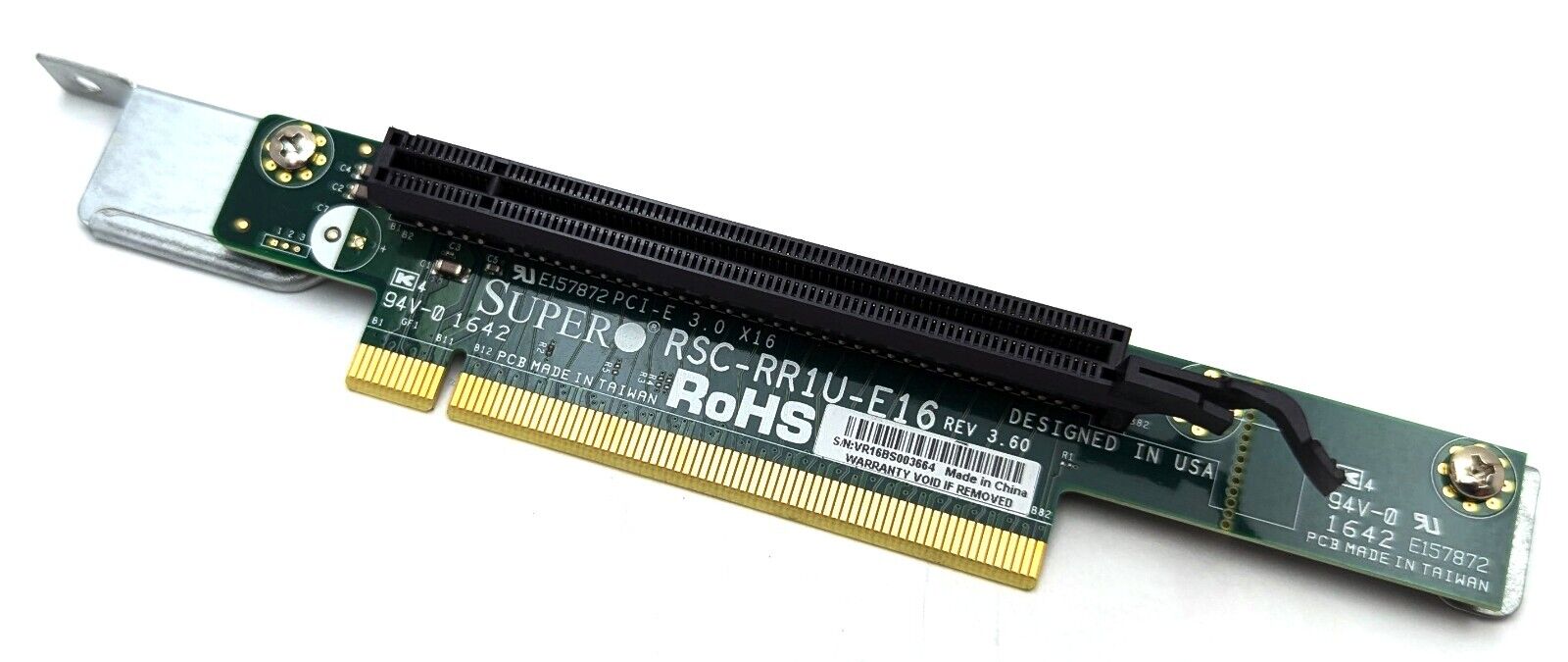 Supermicro RSC-RR1U-E16 1U PCI-E 3.0 x16 Riser Card w/ Metal Mounting Bracket