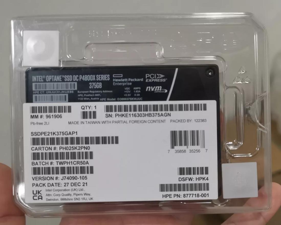 Compatible Intel Optane P4800x 375GB SSD HPE U2 NVME PCIE SSD SSDPE21K375GAP1