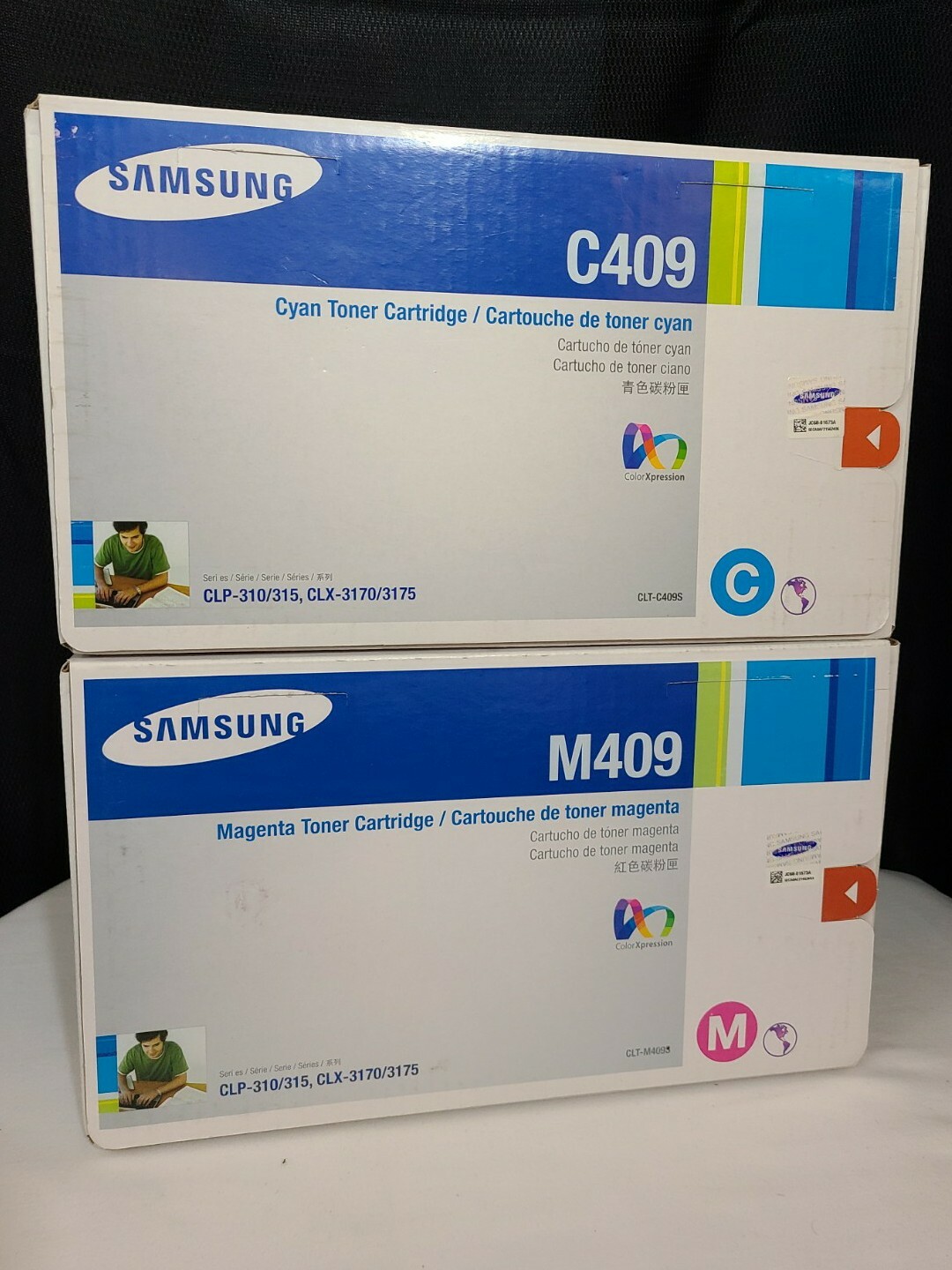New Samsung Toner M409, C409, Cyan, Magenta Lot
