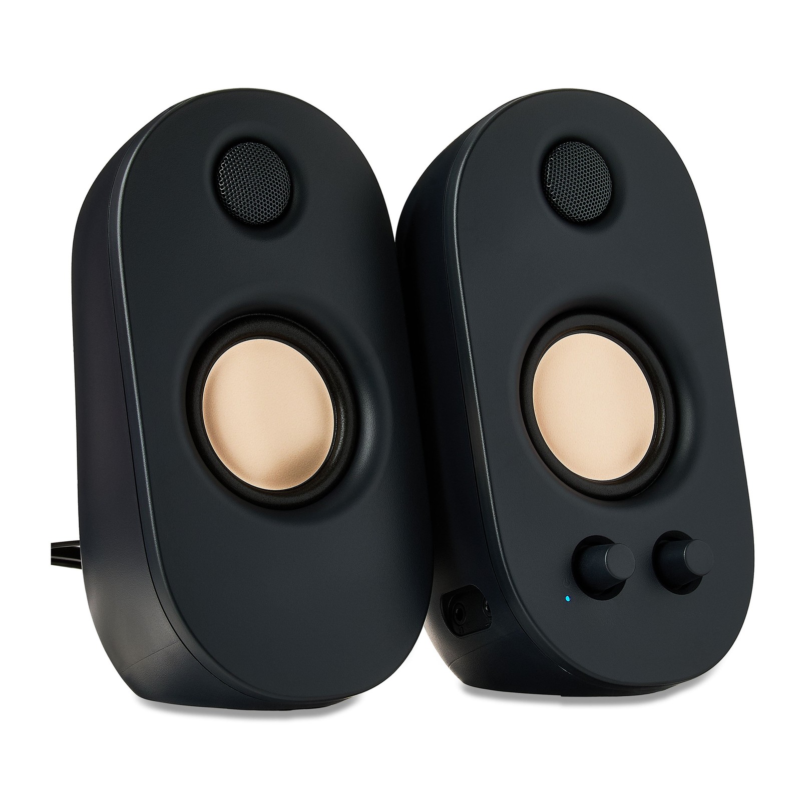 onn AC Powered Computer Speakers with Volume and Bass Controls, 7.32" Height