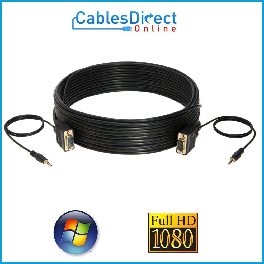 SVGA VIDEO + AUDIO 3.5MM Cable 15-pin Male VGA  PC Projector Monitor Display Lot