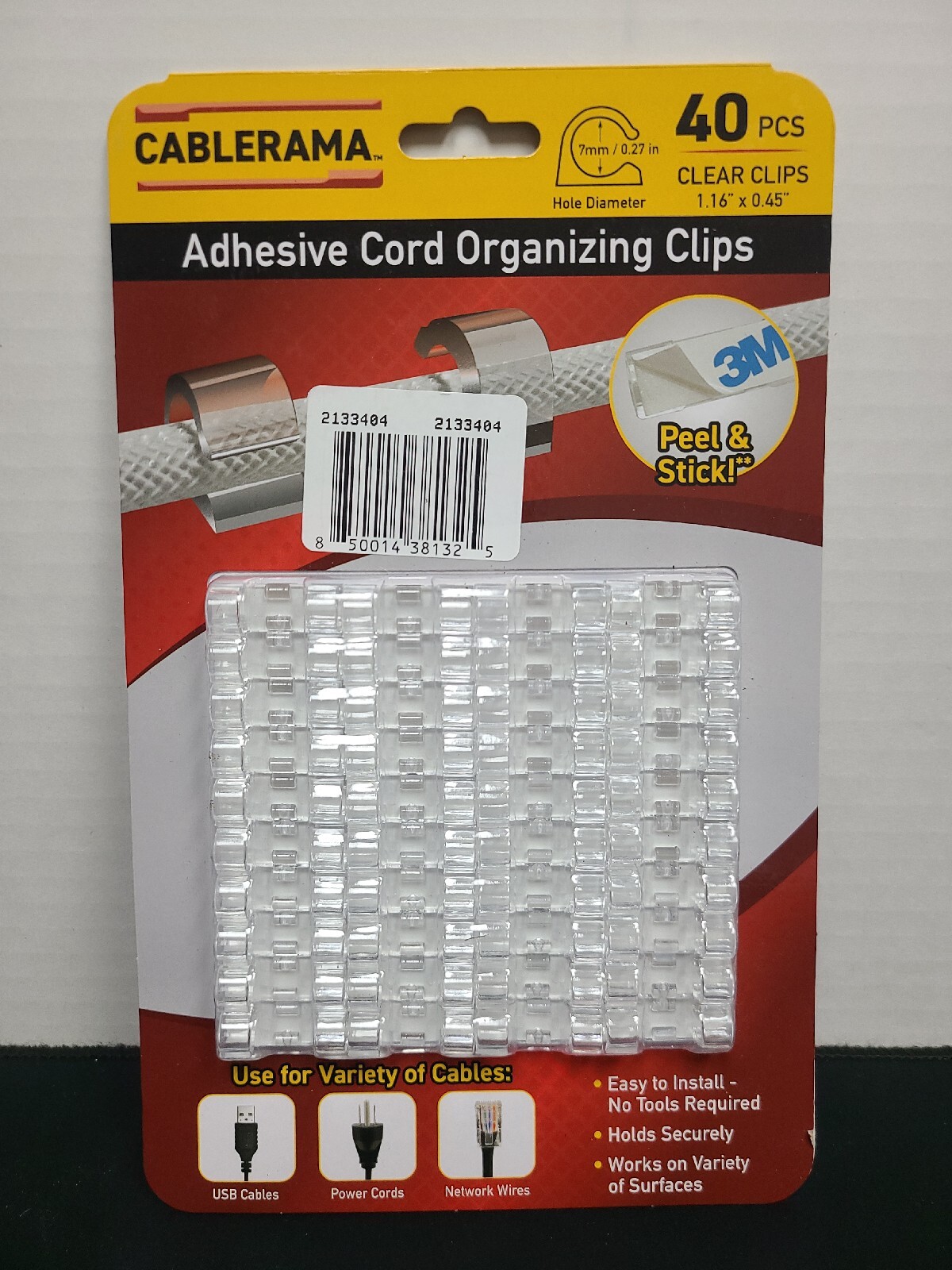 Cablerama - Adhesive Cord Organizing Clips with 3M adhesive - Set of 40 Pcs
