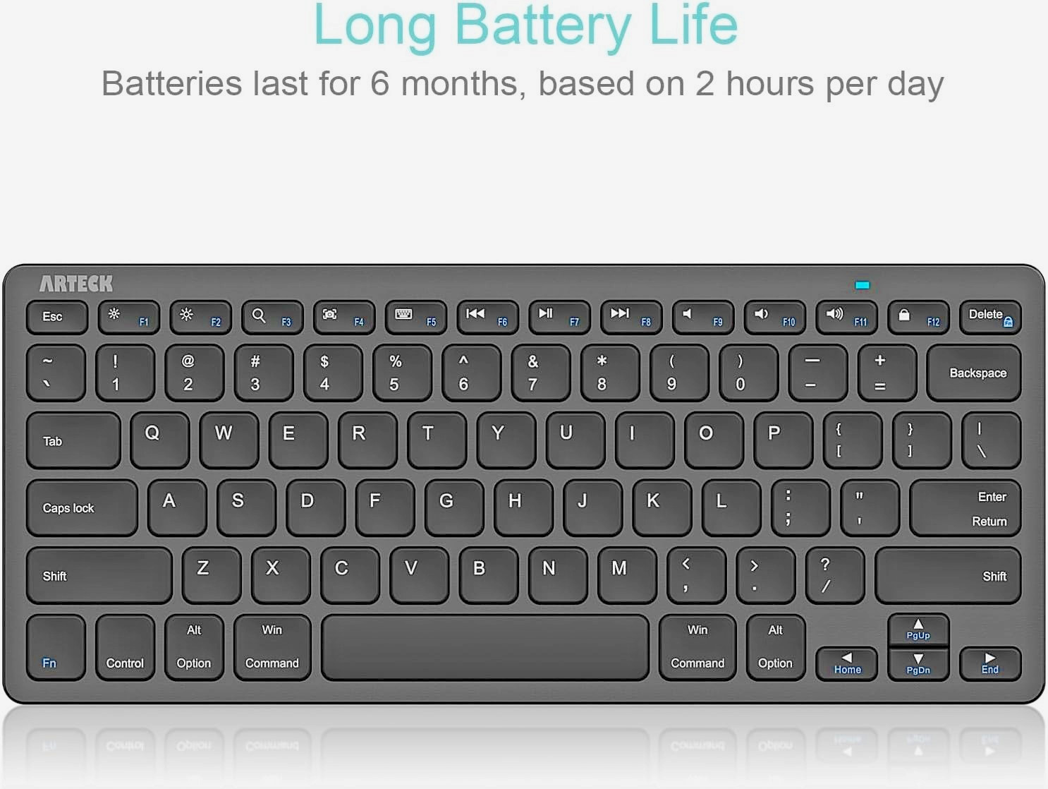 Arteck HB098 Bluetooth Wireless Keyboard QWERTY iPad iPhone Android Windows