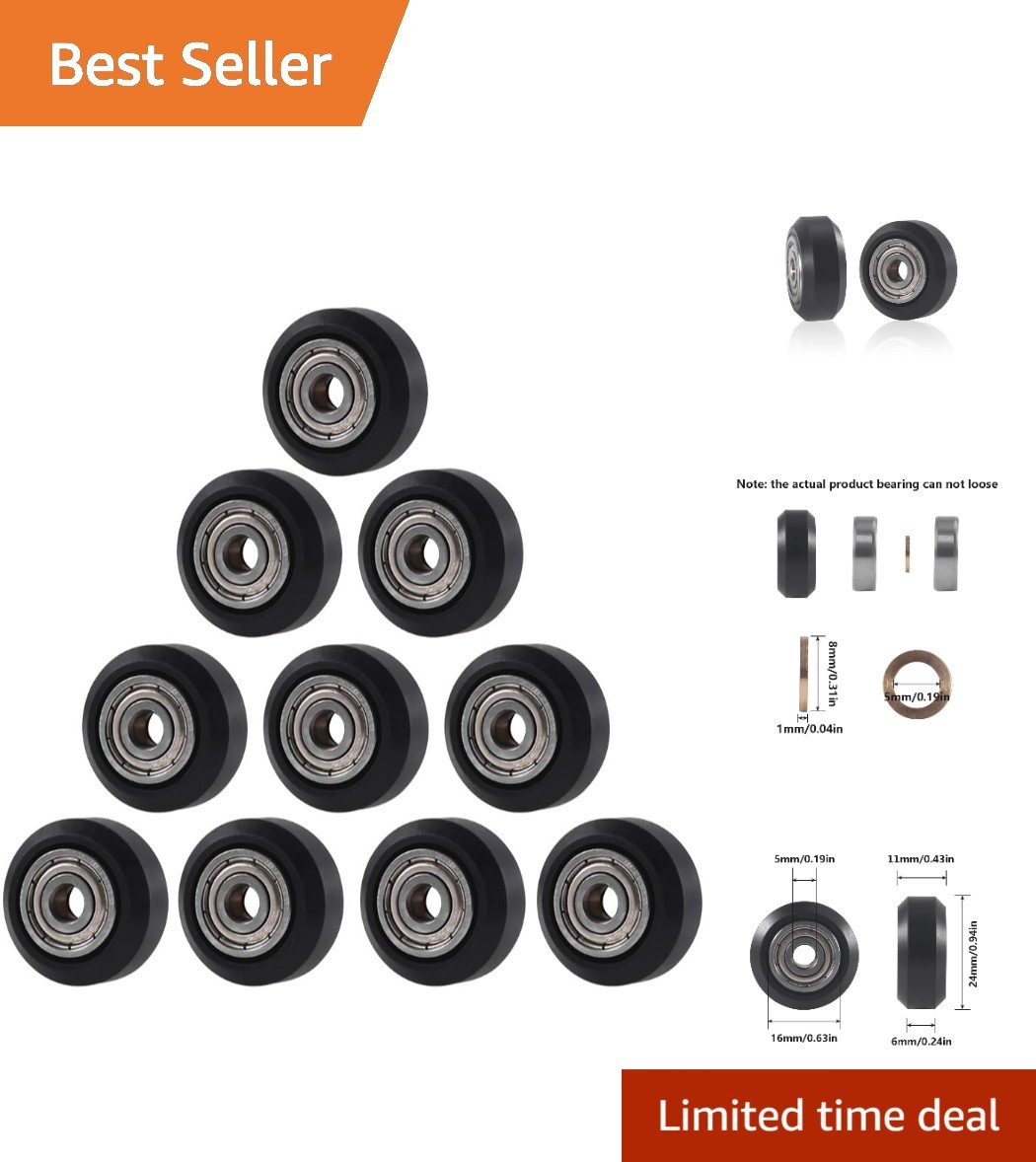10 Pcs Durable POM 3D Printer Wheels with Full Metal Bearings - Quiet & Stable