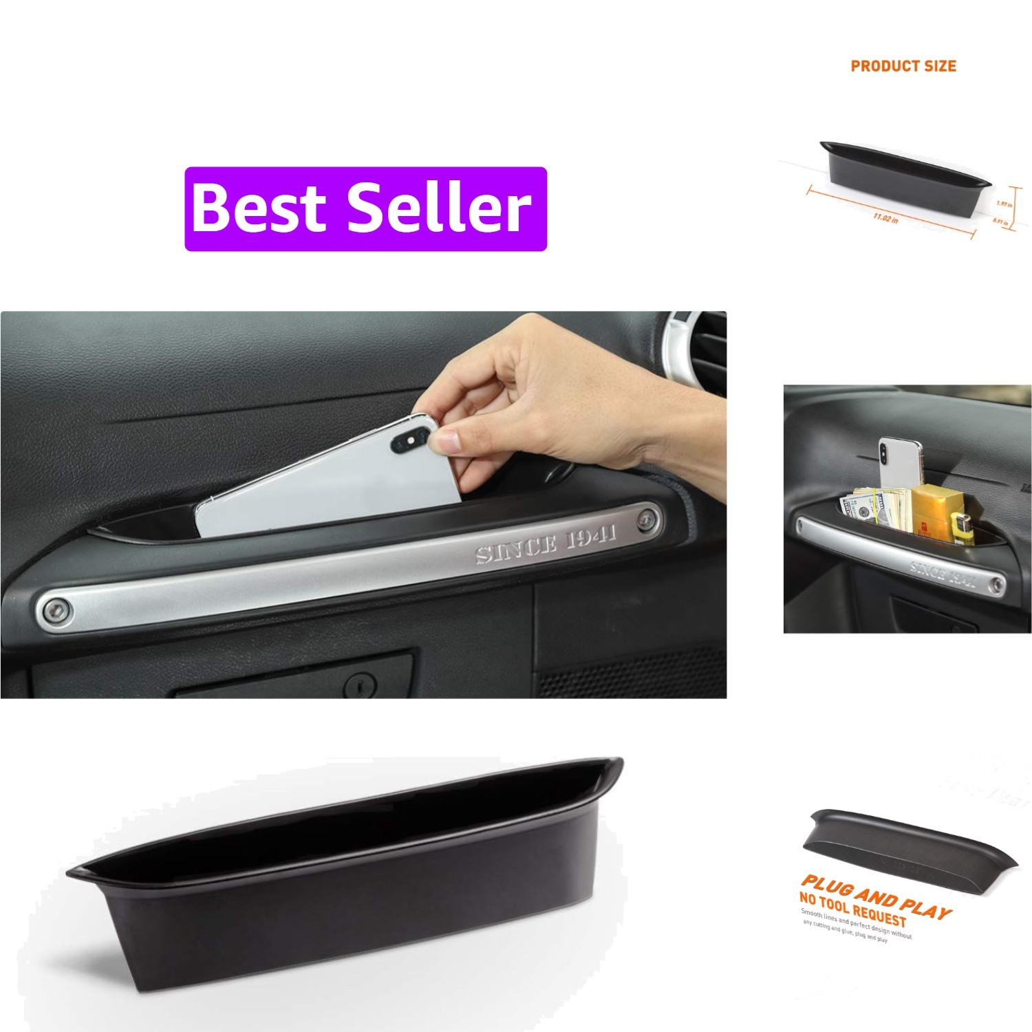 GrabTray Passenger Storage Tray Organizer Grab Handle Accessory Box for 2011-...