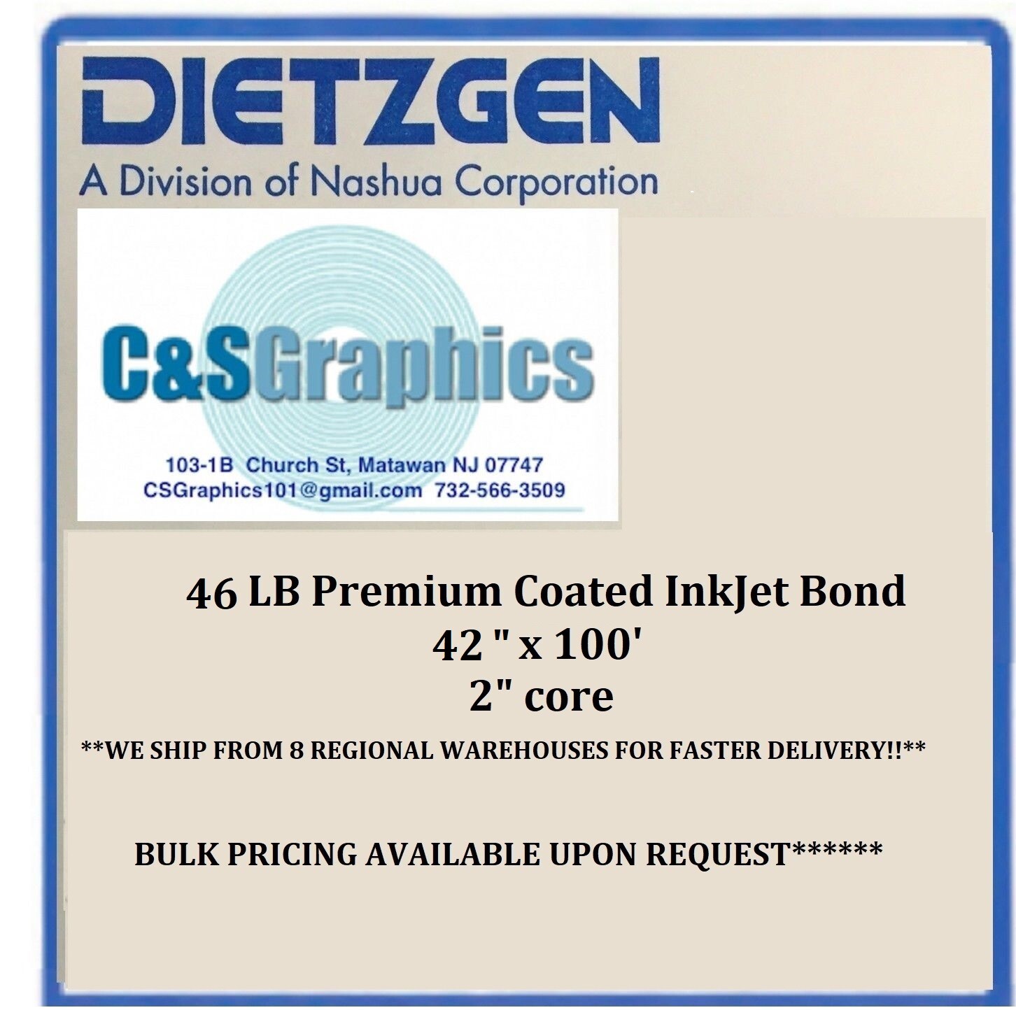 1 ROLL 42"x100' 46LB COATED BOND INKJET PRESENTATION PAPER 
