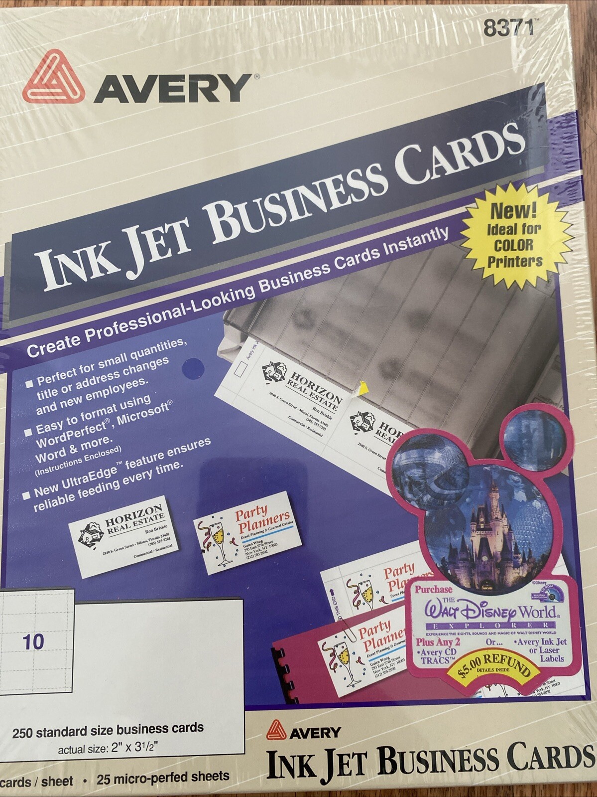 Avery Clean Edge Printable Business Cards 2x 3.5” White, 250 Cards, 8371
