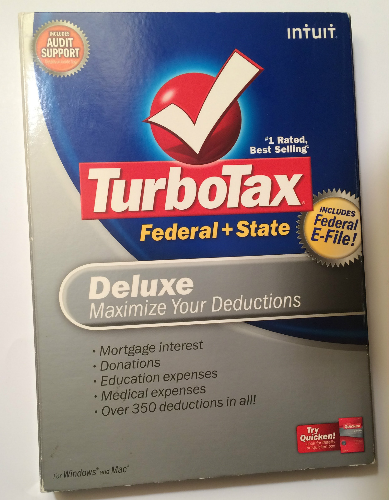 Intuit TurboTax 2008 Deluxe Edition Federal + State LNC