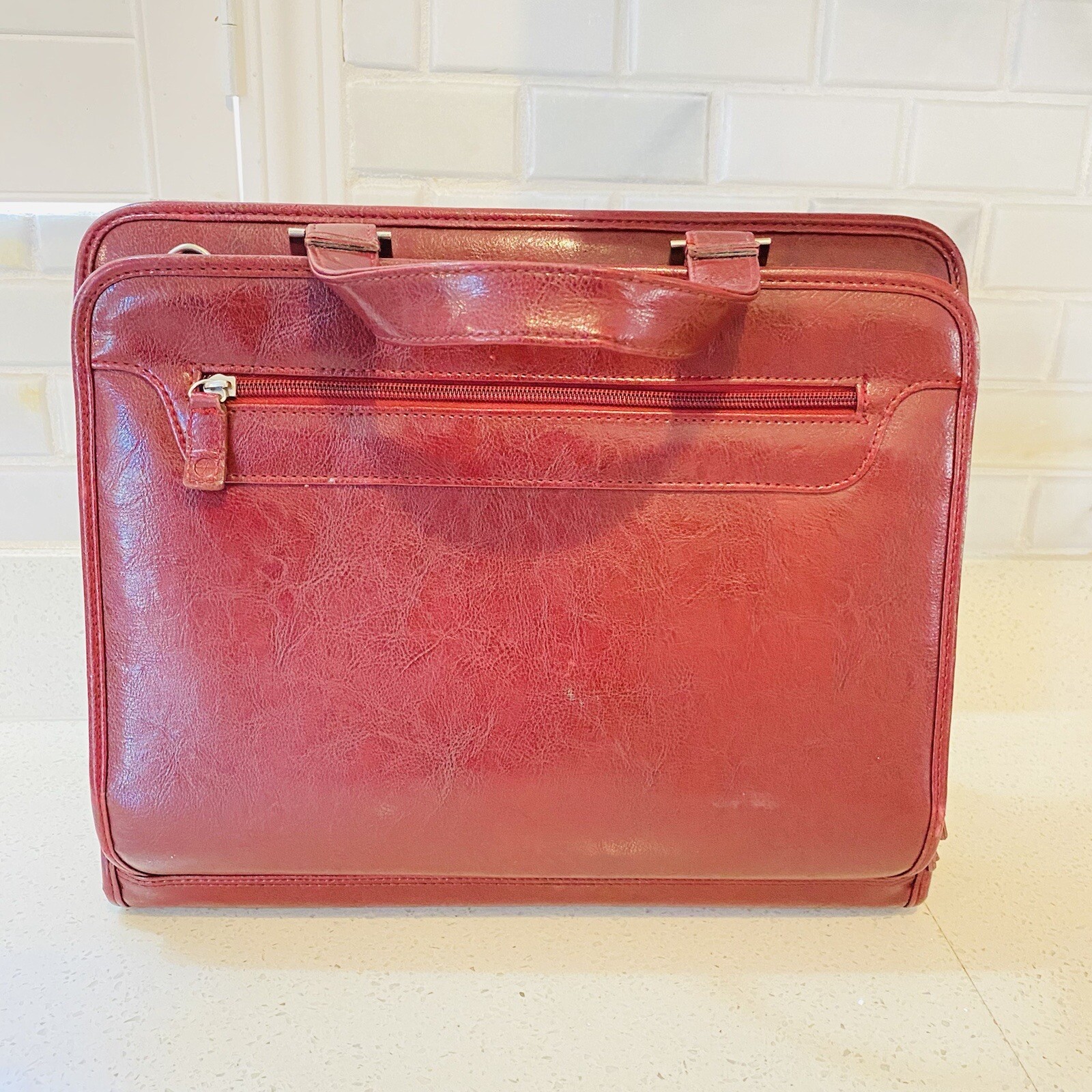 Foray Maroon Faux Leather Briefcase Planner Binder Bag Great Condition