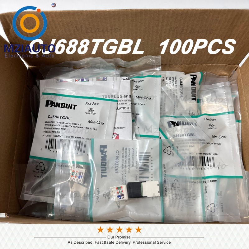 100PCS Cat6 MiniCom RJ45 Network Jack Module Black For Panduit CJ688TGBL Giga TX