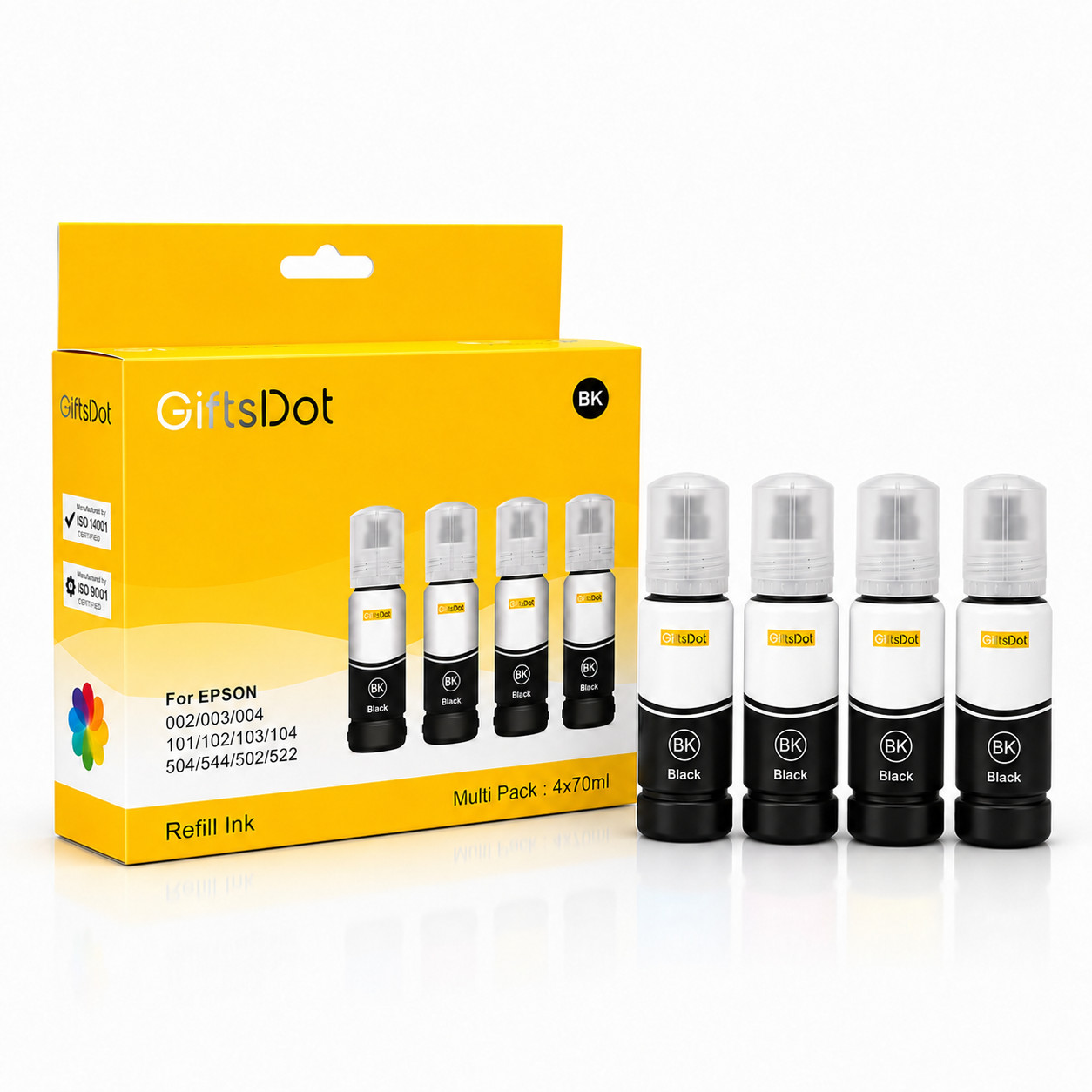 Compatible Epson EcoTank Ink Refill Bottles 70ml Black CMYK 101 102 103 104 504