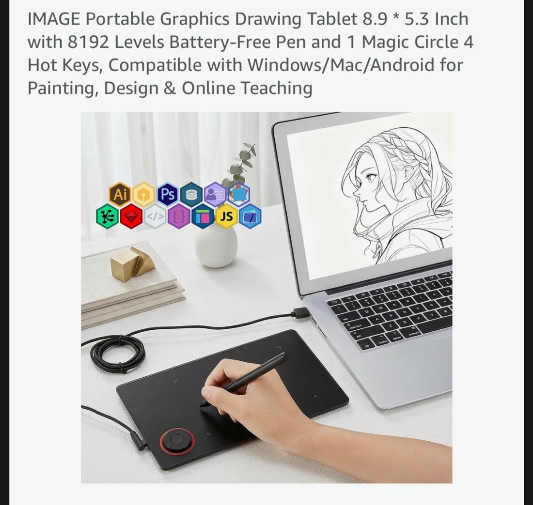 IMAGE Graphics Drawing Tablet 8.9 * 5.3 Inch with 8192 Levels Pen (SEALED)