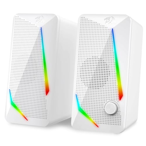  GS510 RGB Desktop Speakers, 2.0 Channel PC Computer Speaker with 4 White