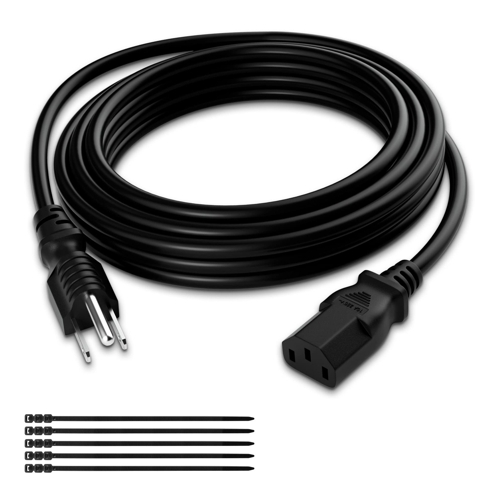 3-Prong Replacement Power Cord 20 Ft, Heatproof Flexible Durable AC Device Po...