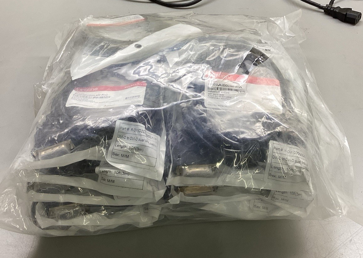 LOT OF 20 PROLINE DVID2DVIDDL10F-PRO 10FT BLACK DVI TO DVI CABLE