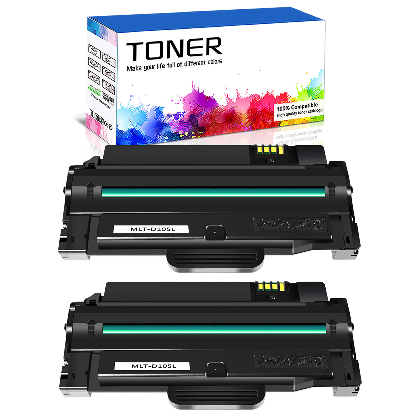 2PK MLT-D105L 105L Toner for Samsung ML-1910 SCX-4600 ML-1915 ML-2525 SCX-4623F