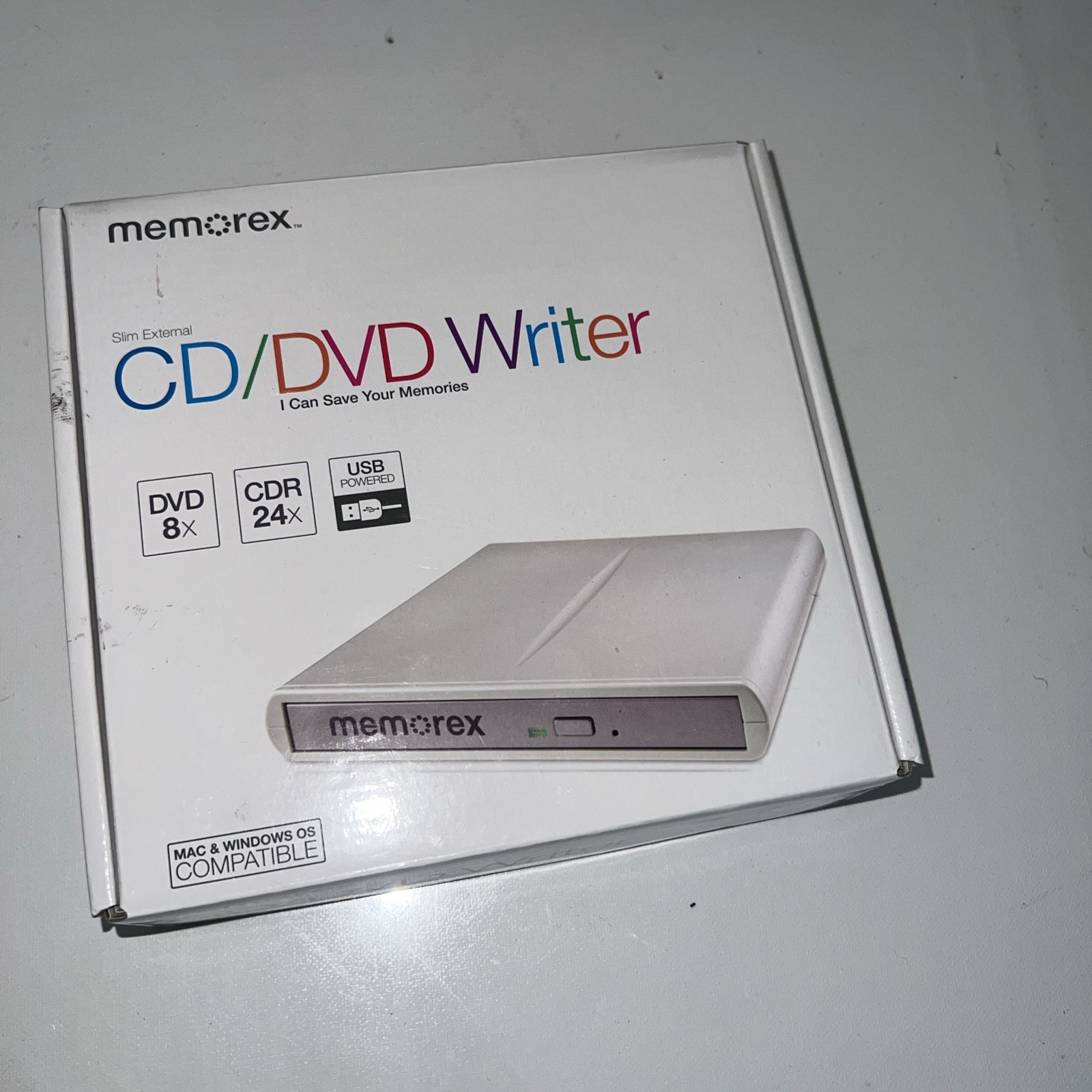 NEW Memorex Slim External CD/DVD Multi-format 8x / 24x Writer Recorder MAC Or PC