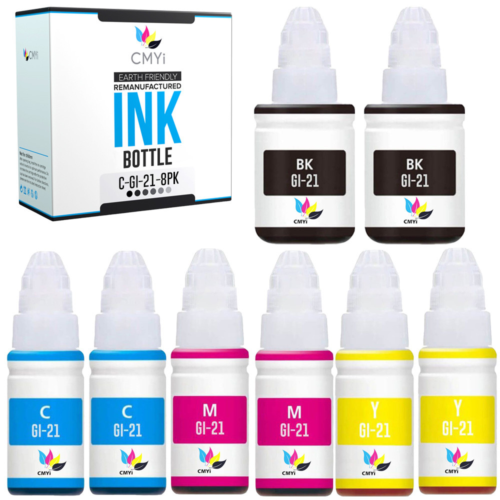 8PK Compatible GI-21 Value Pack Ink Bottles for Canon PIXMA G1220 G2260 G3260