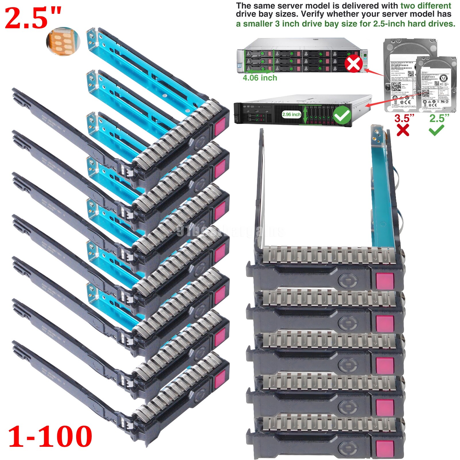 Lot for HP G8/G9/G10 2.5" SFF Caddy Tray DL360 DL380 DL160 Gen8 Gen9 Gen10