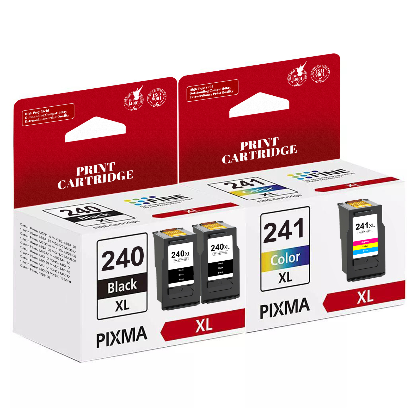3Pcs Black Color Ink Cartridge PG-240XL CL241-XL Set For Canon MG3122 MG3220