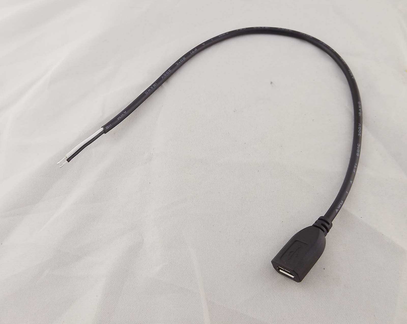 10pcs Micro USB 5 Pin Female 2 Pin 2 Wire Charge Cable Cord Connectors DIY 30cm