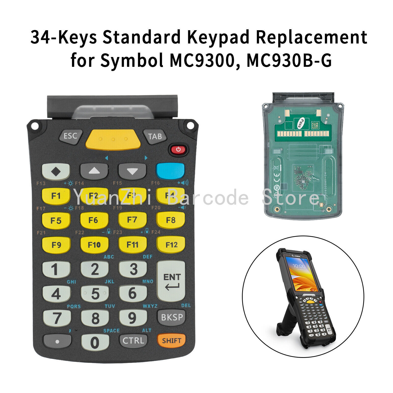 New 34-Keys Standard Keypad Replacement for Symbol MC9300 MC930B-G