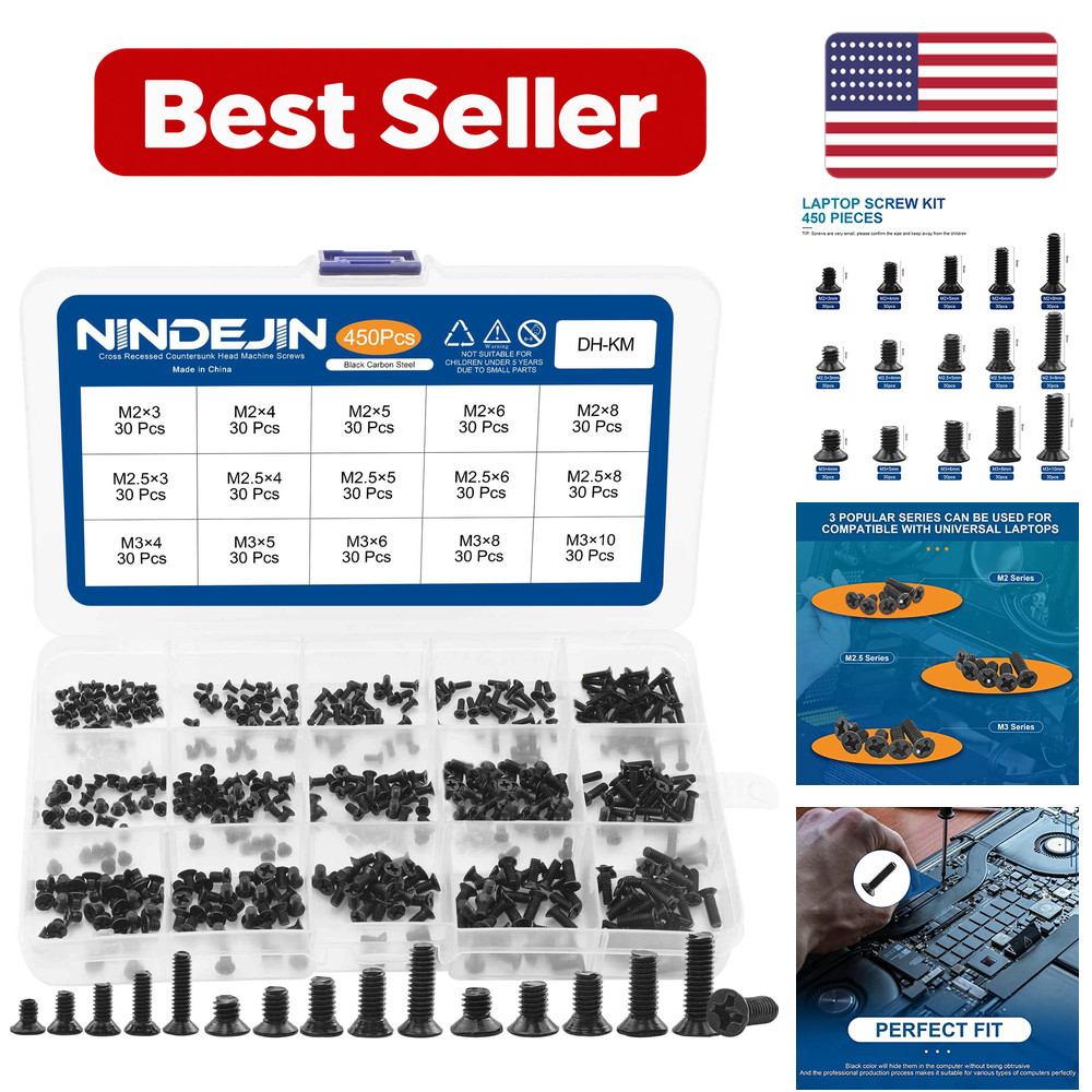 2 Laptop Computer Screw Kit - 3 Pack Black Carbon Steel