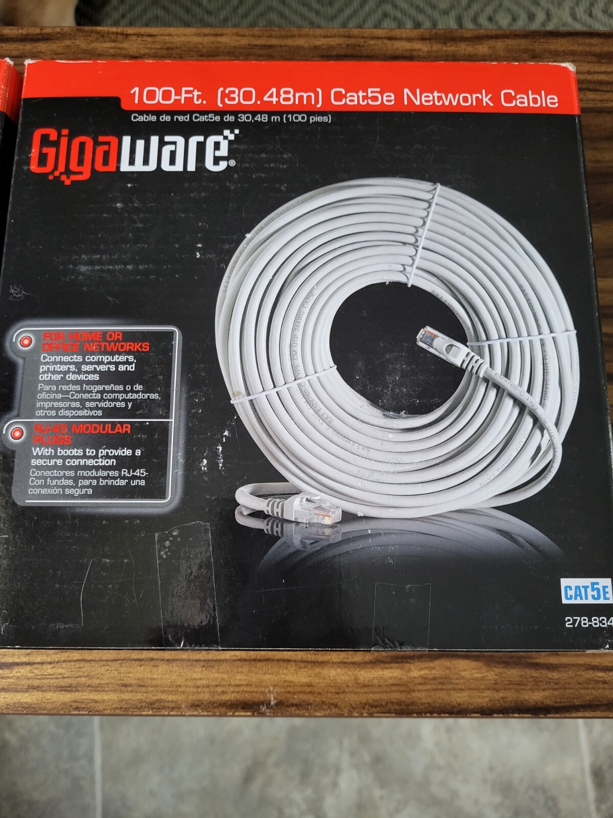 Gigaware 100-Ft (30.48m) Cat5E Network Cable 278-834 - SET OF 2