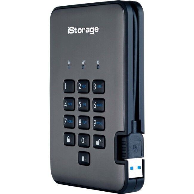 iStorage DISKASHUR PRO2 128GB Portable Secure Encrypted Hard Drive Black