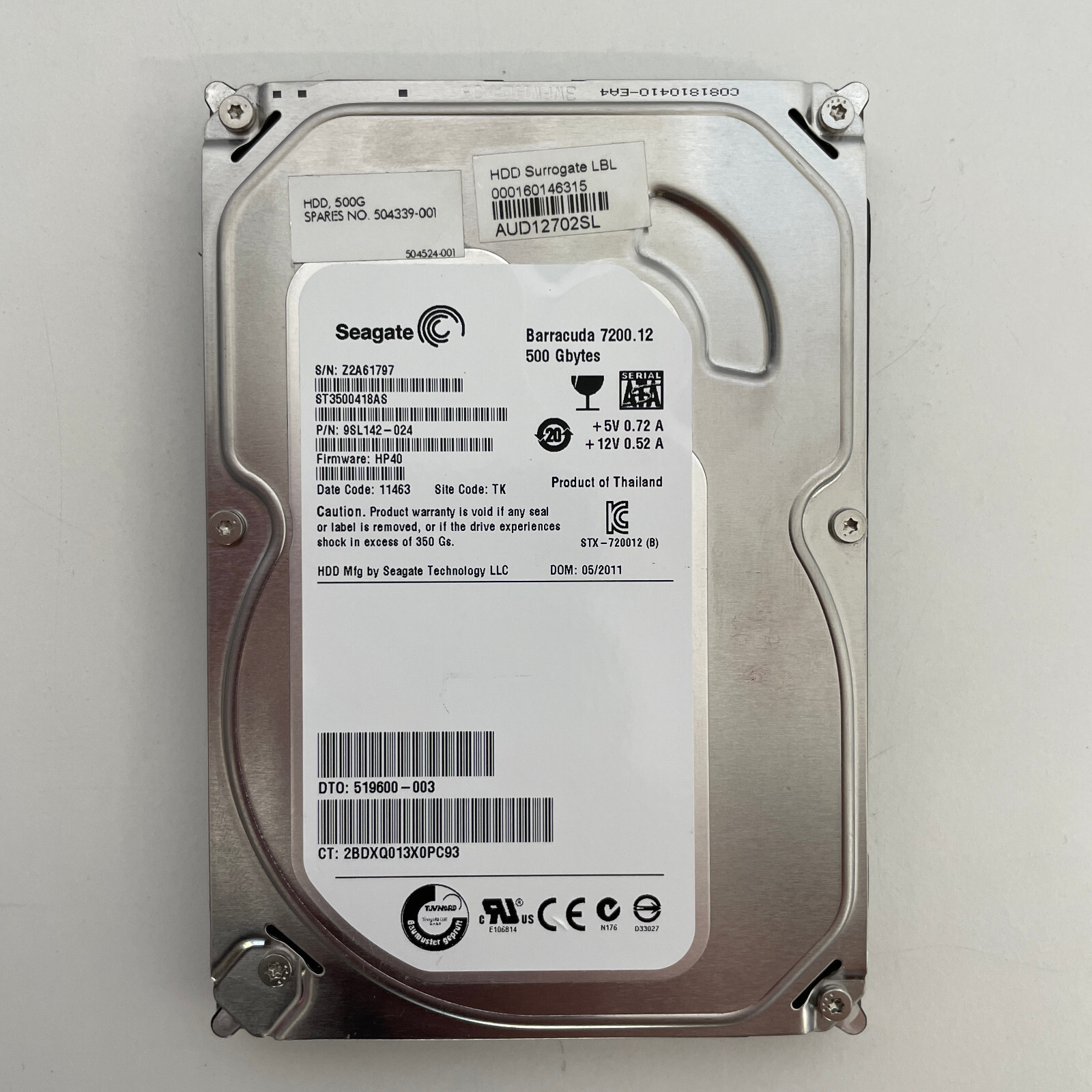 Seagate Barracuda 500GB 3.5" SATA HDD 3Gbps 7200 RPM 16MB Hard Drive ST3500418AS
