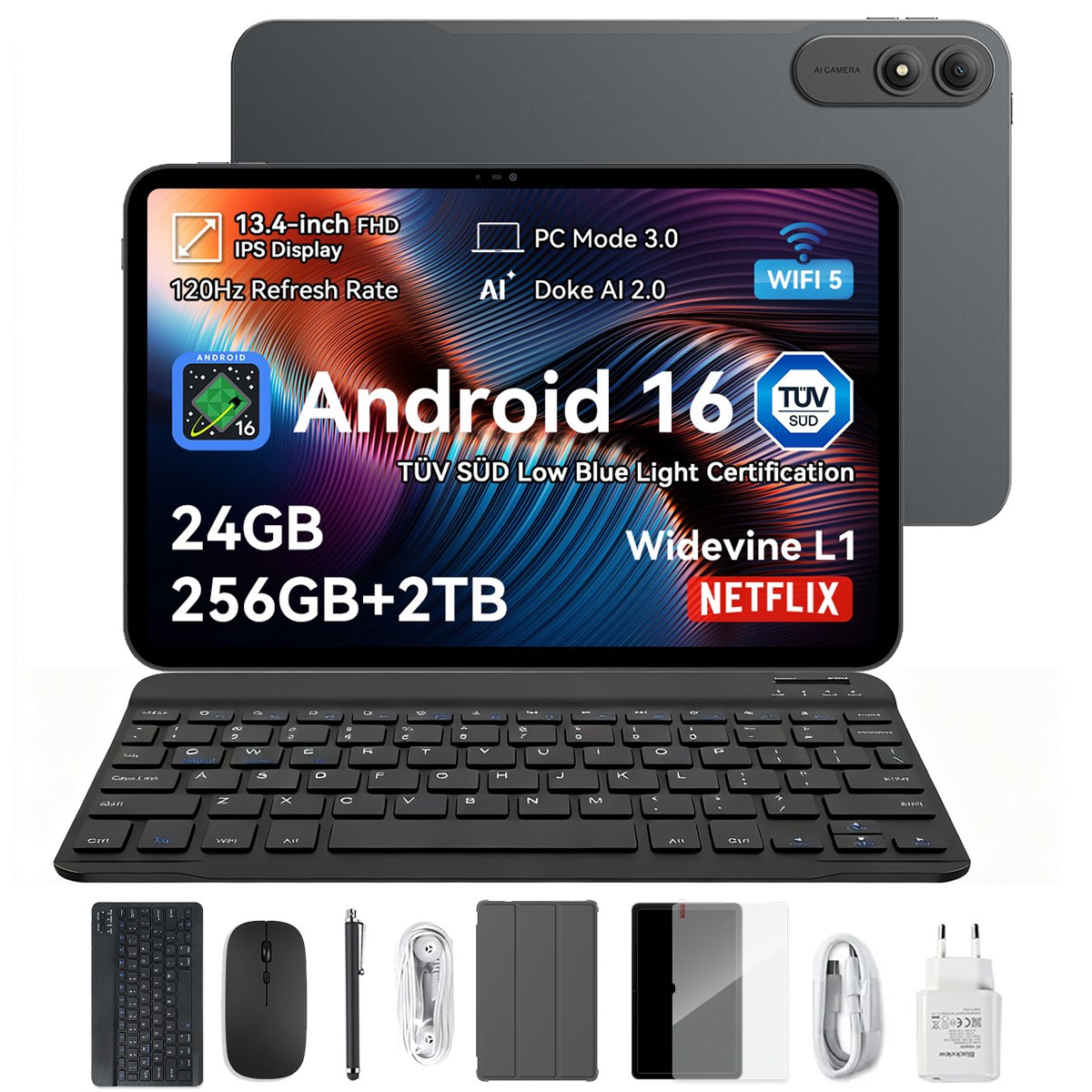 OSCAL Pad 200 13.4" 120Hz Android 16 Tablet 24GB(6+18)+256GB 2TB Widevine L1 FHD