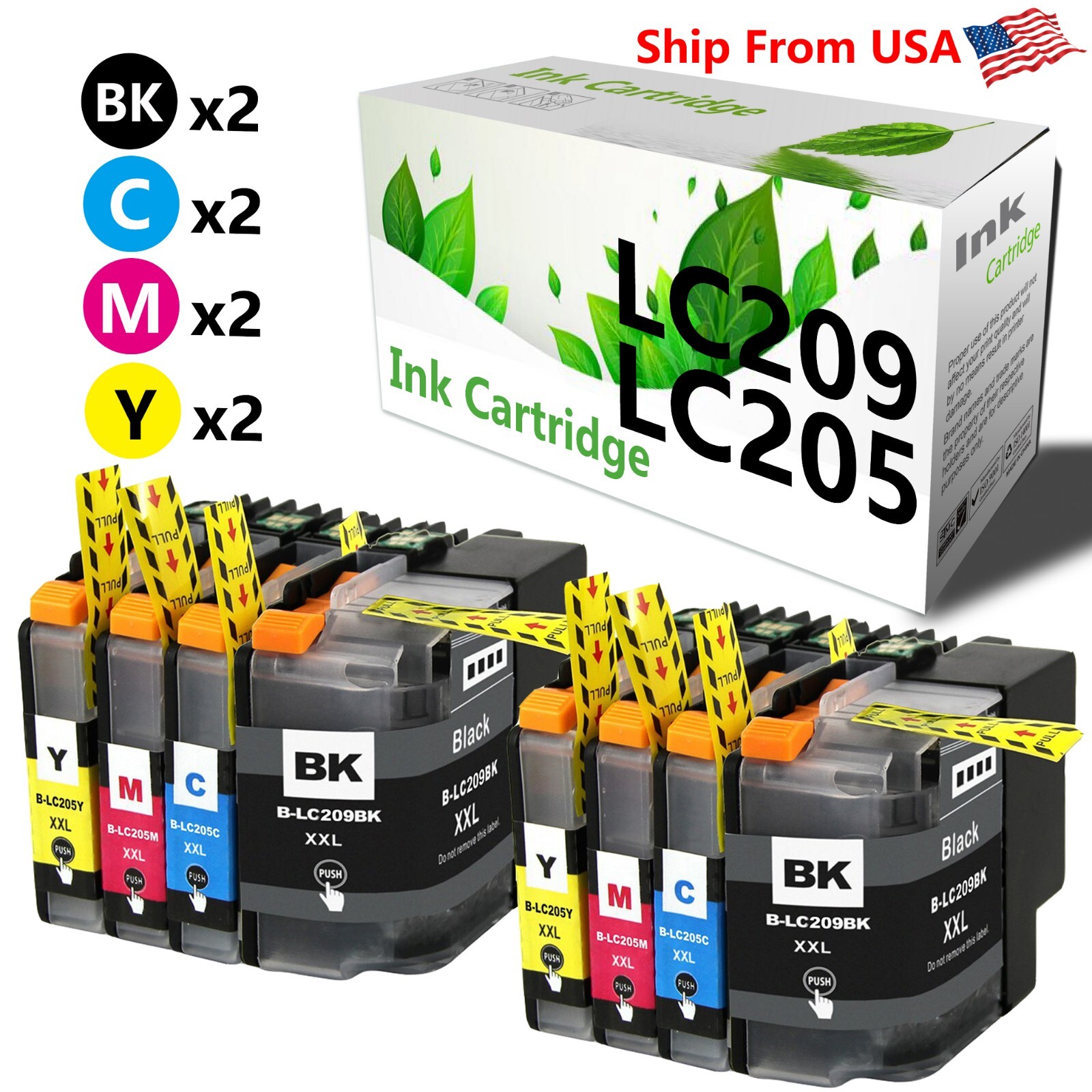 8-Pack LC209XXL LC205XXL Ink Cartridge Fit For MFC-J5620DW MFC-J5520DW Printer