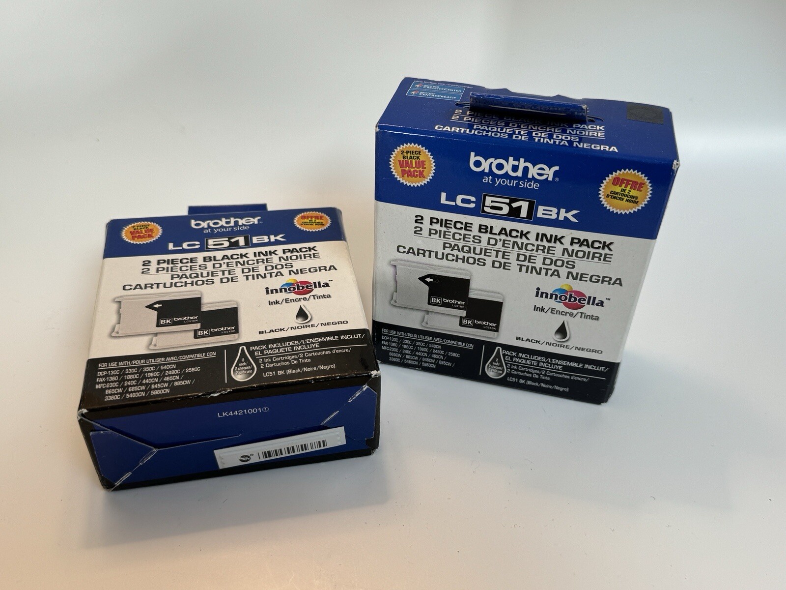 Two Boxes Genuine 2-Pack BROTHER LC51BK Black Ink Cartridges Expired (4 total)