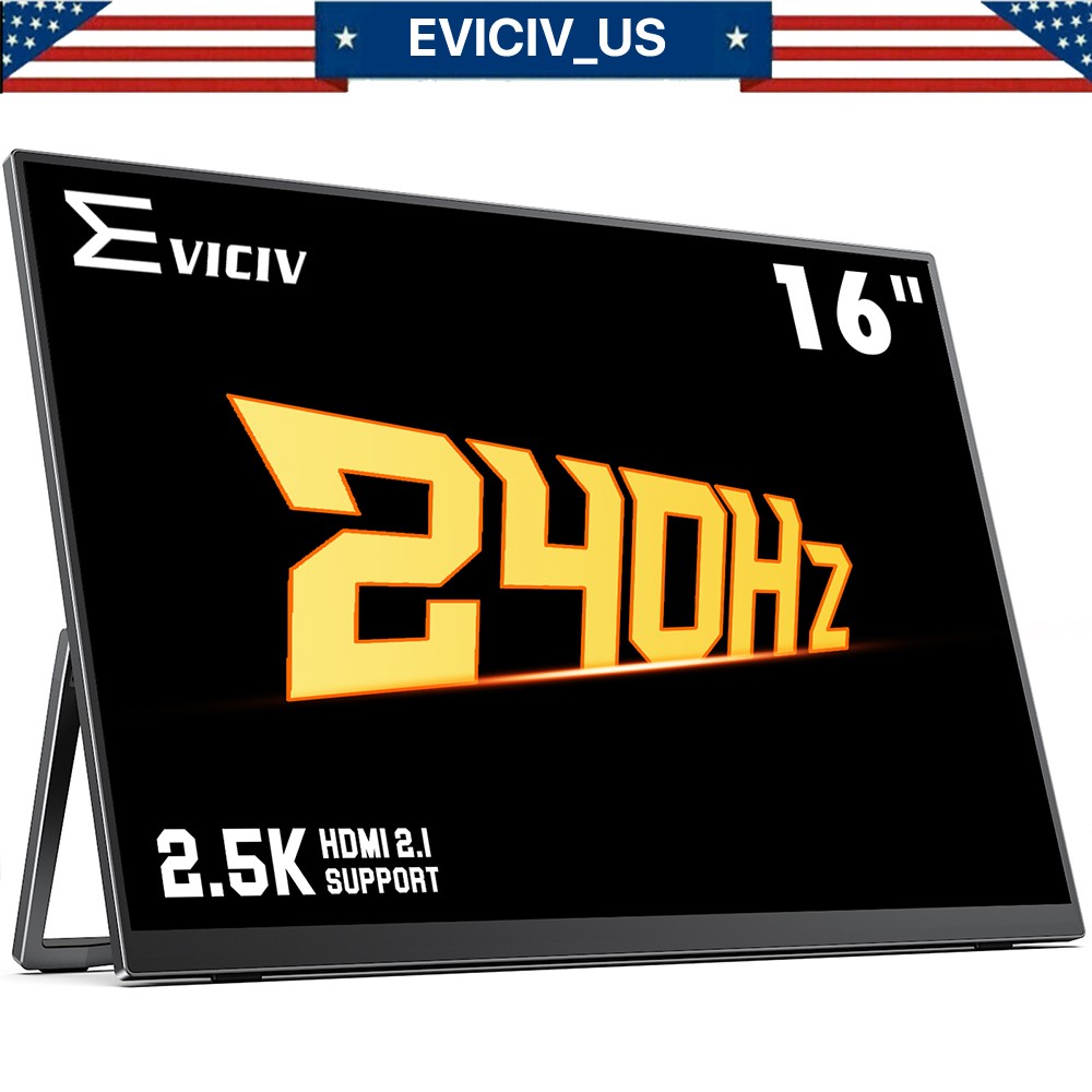 EVICIV 16" 240Hz Portable Gaming Monitor HDMI USB C w/VESA Stand For SAMSUNG DEX