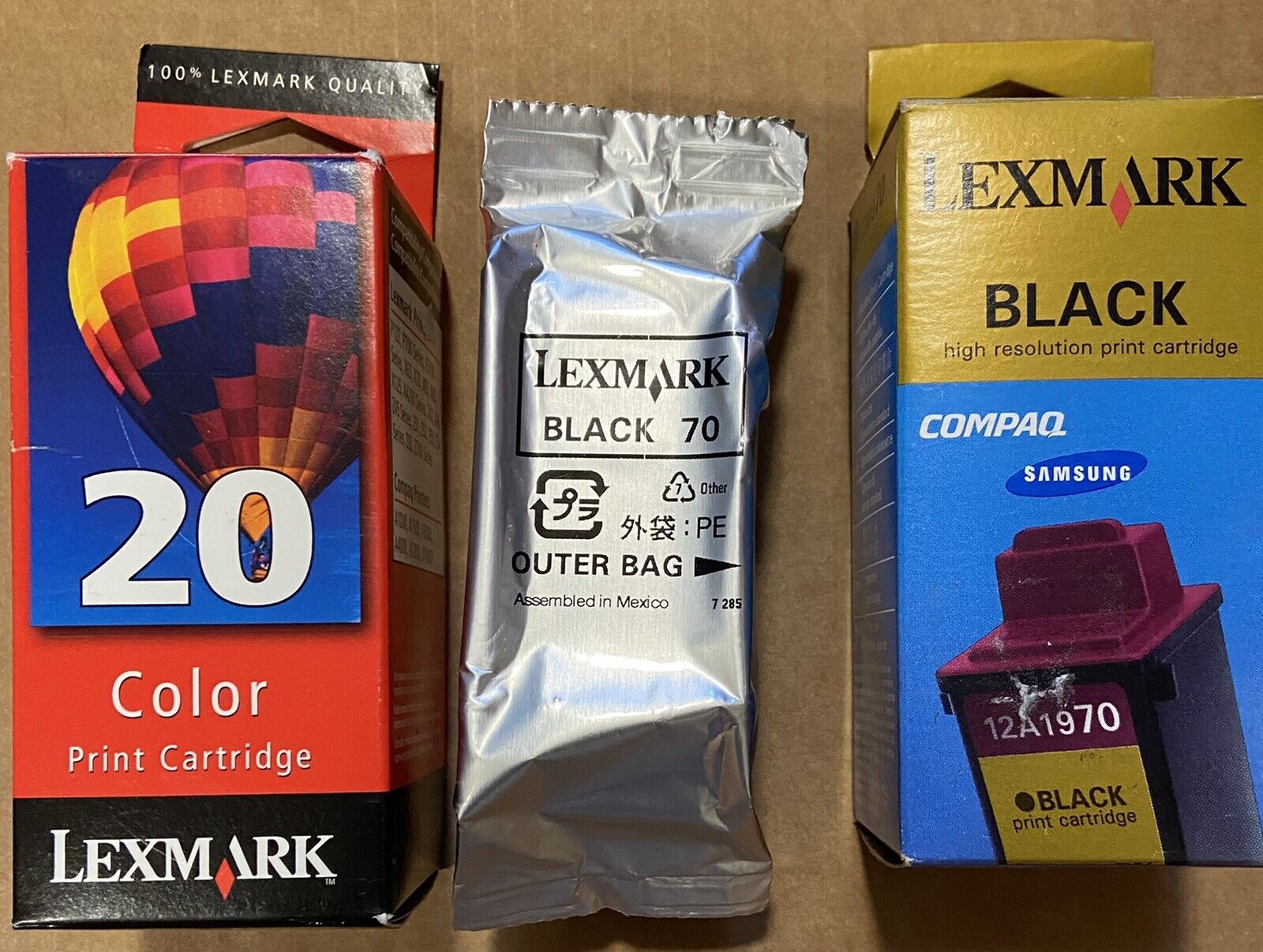 Genuine LEXMARK  Ink Cartridges  2-#70  1-#20 Sealed