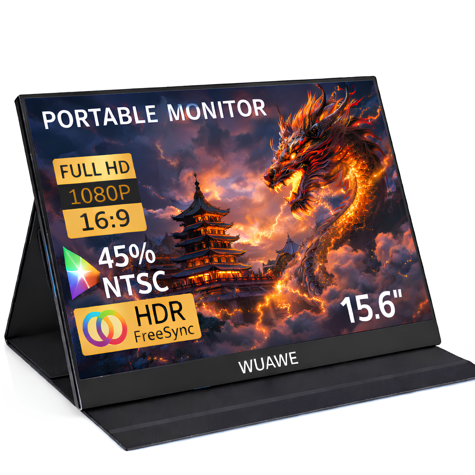 WUAWE 15.6 Portable Monitor Touch Screen 1080P IPS 72% NTSC External Display