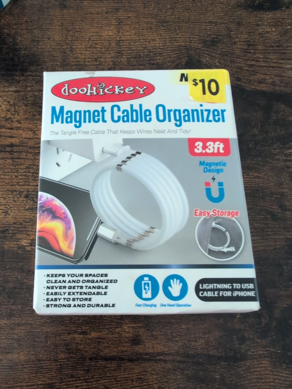 AS SEEN ON TV DOOHICKEY MAGNET CABLE ORGANIZER 3.3 FEET - NEW