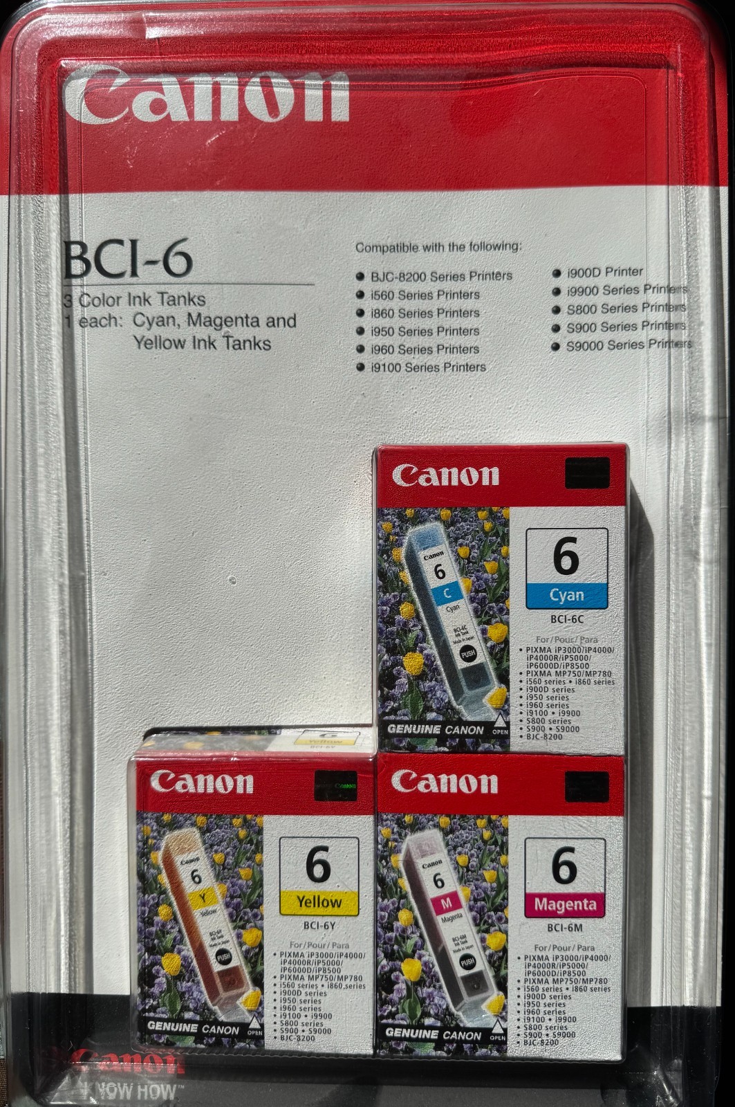 CANON BCI-6 Set Ink Cartridges - Lot of 3 Color Ink Tanks - Sealed NEW GENUINE