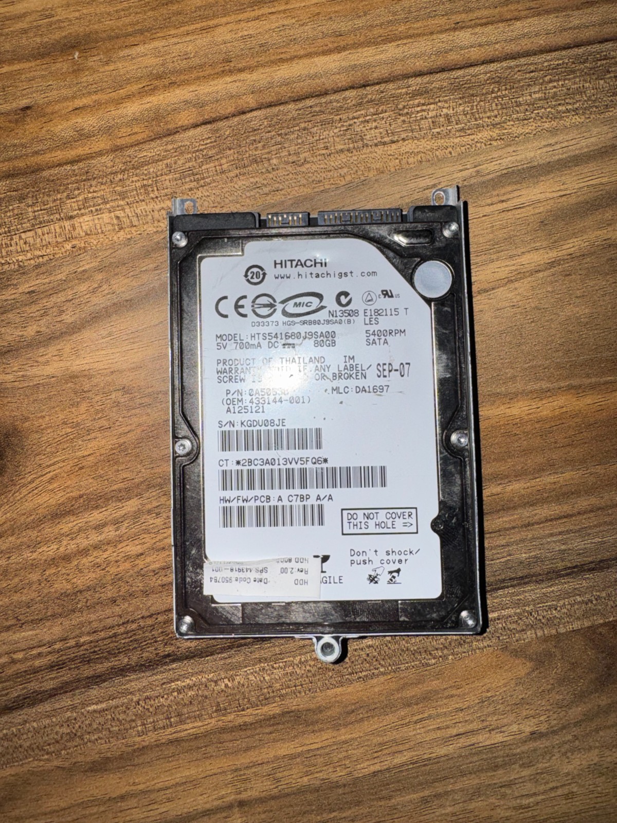 Hitachi HTS541680J9SA00 Hard Drive 5400 RPM 80GB SATA 42T1696 0A55731 