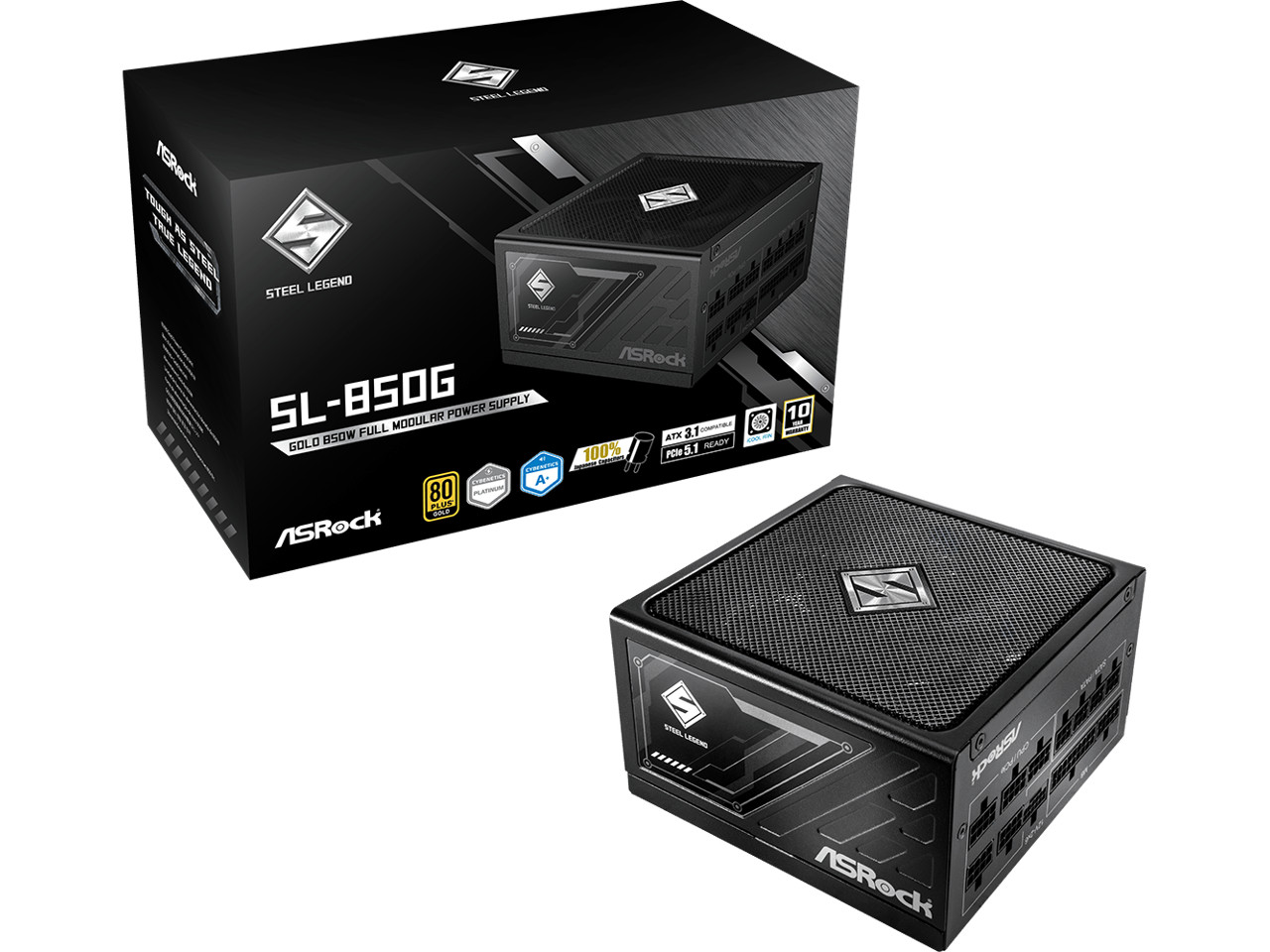 ASRock Steel Legend SL-850G 850W 80 PLUS GOLD & Cybenetics PLATINUM Full Modular